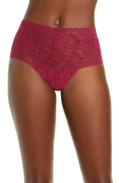 Hanky Panky Retro High Waist Thong In Dark Pomegranate