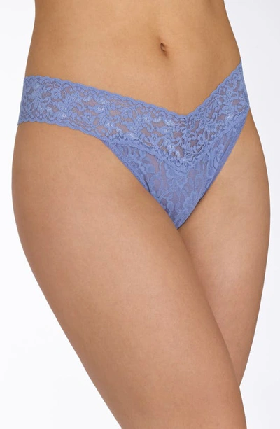 Hanky Panky Regular Rise Lace Thong In Chambray