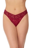 Hanky Panky Regular Rise Lace Thong In Dark Pomegranate