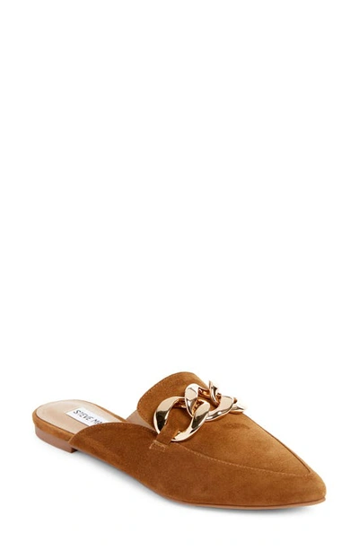 Steve Madden Finn Chain Pointed Toe Mule In Cognac Suede