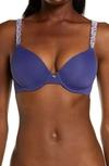 Natori Rose Dream Custom Coverage Underwire Bra In Dark Iris / Frosted Purple