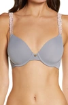 Natori Rose Dream Custom Coverage Underwire Bra In Quicksilver / Golden Rose