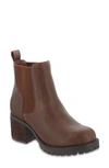 Mia Jonna Womens Faux Leather Block Heel Chelsea Boots In Brown