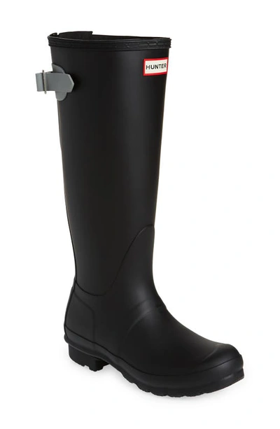 Hunter Original Tall Waterproof Rain Boot In Black / Tundra Grey