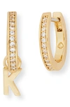 Kate Spade Cubic Zirconia Pavé Initial Huggie Earrings In Clear/ Gold K