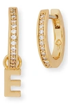 Kate Spade Cubic Zirconia Pavé Initial Huggie Earrings In Clear/ Gold E