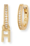 Kate Spade Cubic Zirconia Pavé Initial Huggie Earrings In Clear/ Gold H