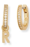Kate Spade Cubic Zirconia Pavé Initial Huggie Earrings In Clear/ Gold R