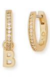 Kate Spade Cubic Zirconia Pavé Initial Huggie Earrings In Clear/ Gold B