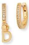 Kate Spade Cubic Zirconia Pavé Initial Huggie Earrings In Clear/ Gold D