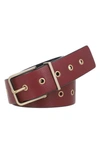 Allsaints Grommet Leather Belt In Cherry Oak Warm Brass