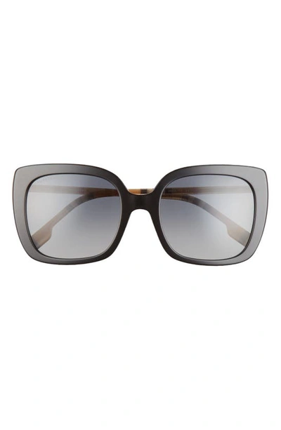 Burberry 54mm Polarized Square Sunglasses In Black/ Grigio