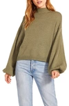 Bb Dakota By Steve Madden Bb Dakota Sochi Balloon Sleeve Sweater In Mossy Green