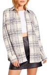 Bb Dakota By Steve Madden Bb Dakota Brixton Plaid Shirt Jacket In Navy Plaid
