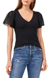 1.state Flutter Sleeve Rib Knit T-shirt In Rich Black