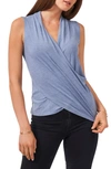 1.state Surplice Sleeveless Top In Blue Denim Heather