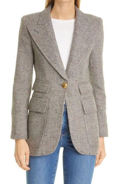 Smythe Birkin Herringbone Wool Blazer In Dove Donegal Herringbone