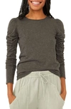 Free People Natasha Ruffle Sleeve Top In Black/black