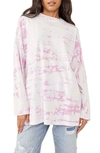 Free People Be Free Tie Dye Oversize Long Sleeve T-shirt In Pastel Combo