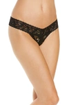 Hanky Panky Mid Rise Lace Trim Thong In Gs Str Blk