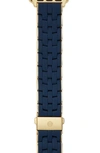 Michele Women's Apple Watch Woven Goldtone Stainless Steel & Silicone Bracelet Strap/38/40/41 & 42/44/45/49m In Navy