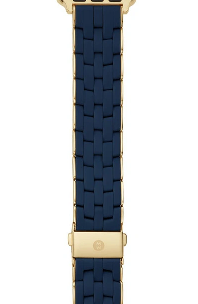 Michele Women's Apple Watch Woven Goldtone Stainless Steel & Silicone Bracelet Strap/38/40/41 & 42/44/45/49m In Navy