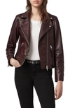 Allsaints Dalby Leather Biker Jacket In Deep Berry Red