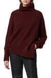 Allsaints Lock Roll Neck Wool Blend Sweater In Bordeaux Red/ Berry