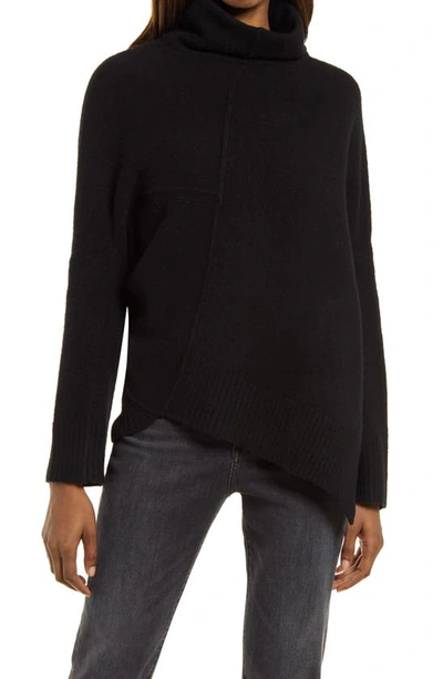 Allsaints Lock Roll Neck Wool Blend Sweater In Black