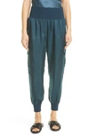 Cinq À Sept Tous Les Jours Giles Satin Jogger Pants In Peacock Blue