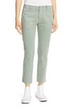 Nili Lotan Jenna Slim Crop Stretch Twill Pants In Dark Sage