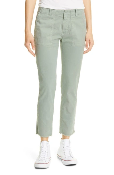 Nili Lotan Jenna Slim Crop Stretch Twill Pants In Dark Sage