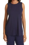 Eileen Fisher Crewneck Long Tank Top In Midnight