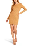 Bb Dakota By Steve Madden Bb Dakota X Steve Madden Alexandria Faux Suede Long Sleeve Minidress In Cinnamon