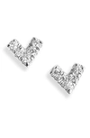 Dana Rebecca Designs Pavé Diamond V Stud Earrings In White Gold