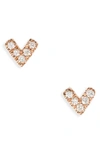Dana Rebecca Designs Pavé Diamond V Stud Earrings In Rose Gold
