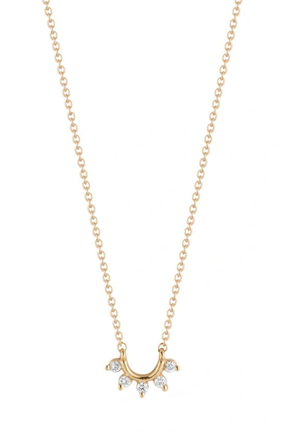 Dana Rebecca Designs Mini Diamond Curve Pendant Necklace In Yellow Gold