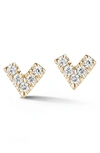 Dana Rebecca Designs Pavé Diamond V Stud Earrings In Yellow Gold