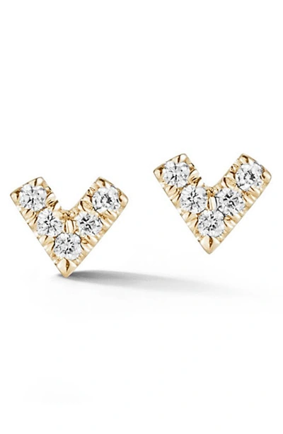 Dana Rebecca Designs Pavé Diamond V Stud Earrings In Yellow Gold