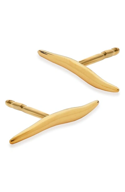 Monica Vinader Nura Reef Bar Stud Earrings In 18ct Gold On Sterling Silver