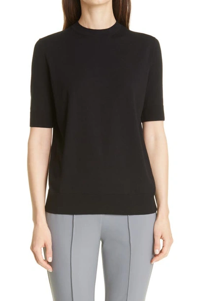 Lafayette 148 Knit Crepe Top In Black