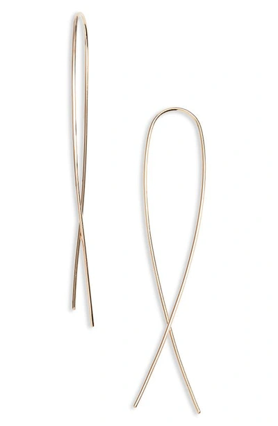 Lana Medium Narrow Upside Down Hoop Earrings In Yellow Gold