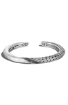 John Hardy Sterling Silver Classic Chain Black Sapphire & Black Spinel Twisted Hammer Cuff Bangle Bracelet In Black Sapphire