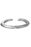 John Hardy Sterling Silver Classic Chain Diamond Twisted Hammered Cuff Bangle Bracelet In Silver-tone