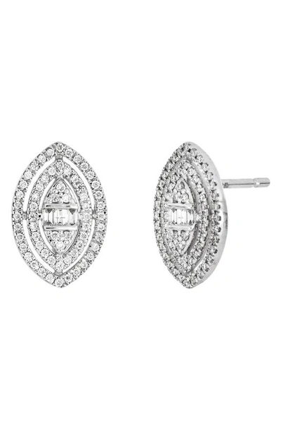 Bony Levy Mika Double Halo Marquise Diamond Cluster Earrings In 18k White Gold