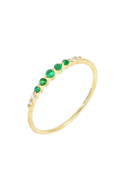 Bony Levy El Mar Emerald & Diamond Stacking Ring In 18k Yellow Gold