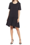 Charles Henry High/low Knit Dress In Black