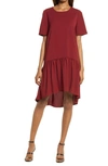 Charles Henry High/low Knit Dress In Burgundy