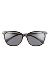 Rag & Bone 55mm Polarized Cat Eye Sunglasses In Black Silver/ Gray