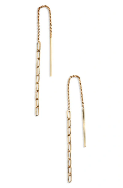 Argento Vivo Sterling Silver Paper Clip Chain Threader Earrings In Gold